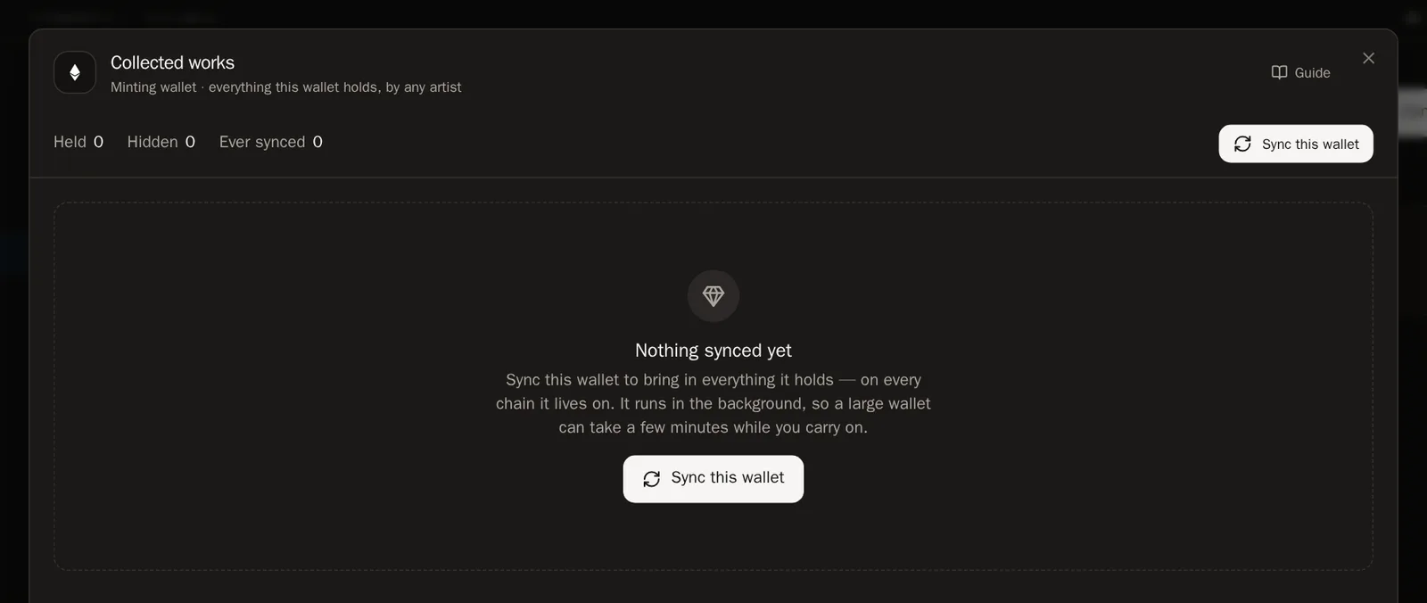 Screenshot of Press Sync this wallet