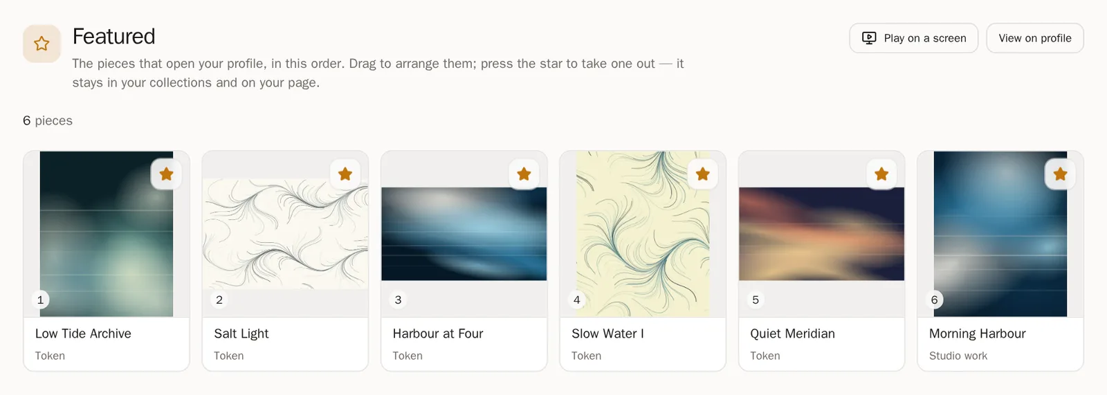Screenshot of Arrange your featured pieces