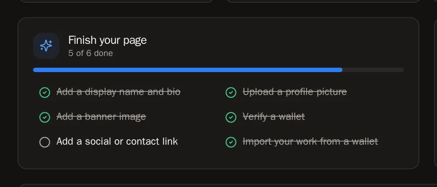 Screenshot of Finish your page