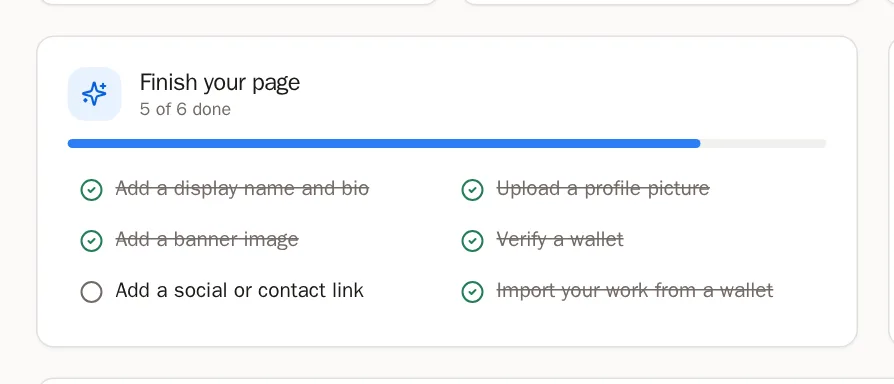 Screenshot of Finish your page