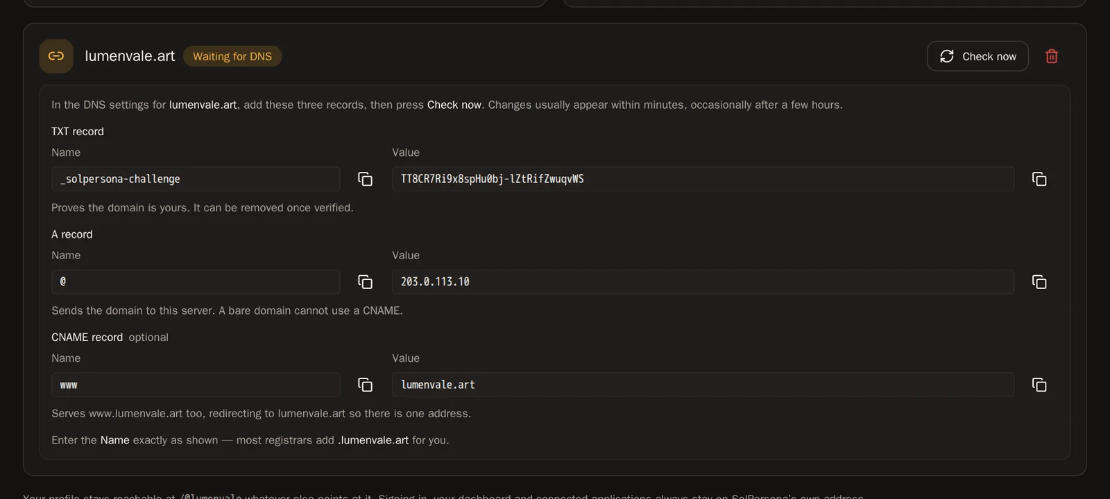 Screenshot of Press Check now