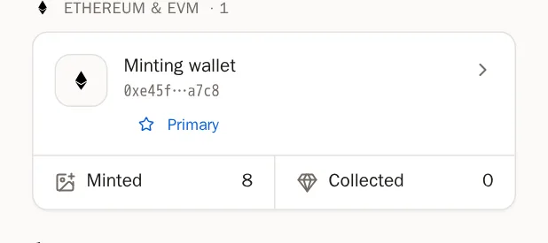 Screenshot of Open the wallet's Minted works