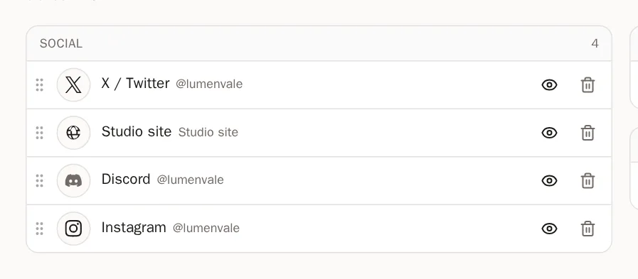 Screenshot of Hide or delete a link