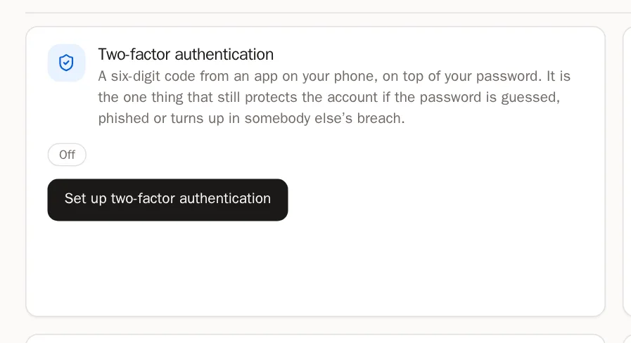 Schermata di Apri Security